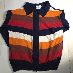 Men's OxKnit Zip-Up Long Sleeve Sweater - Blue, Orange, Cream, Red - Size S